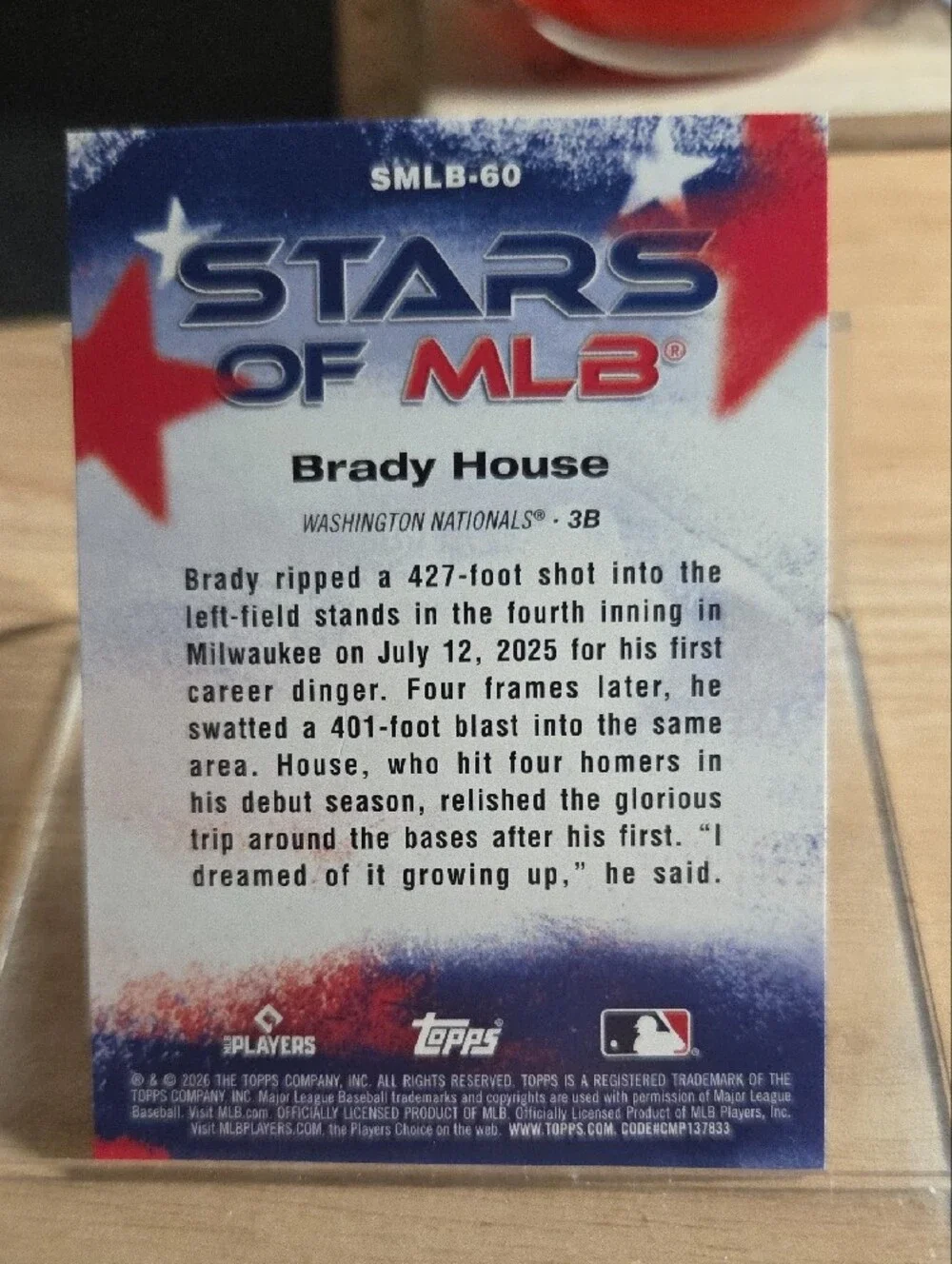 Topps Brady House Washington Nationals Card - Red, White & Blue